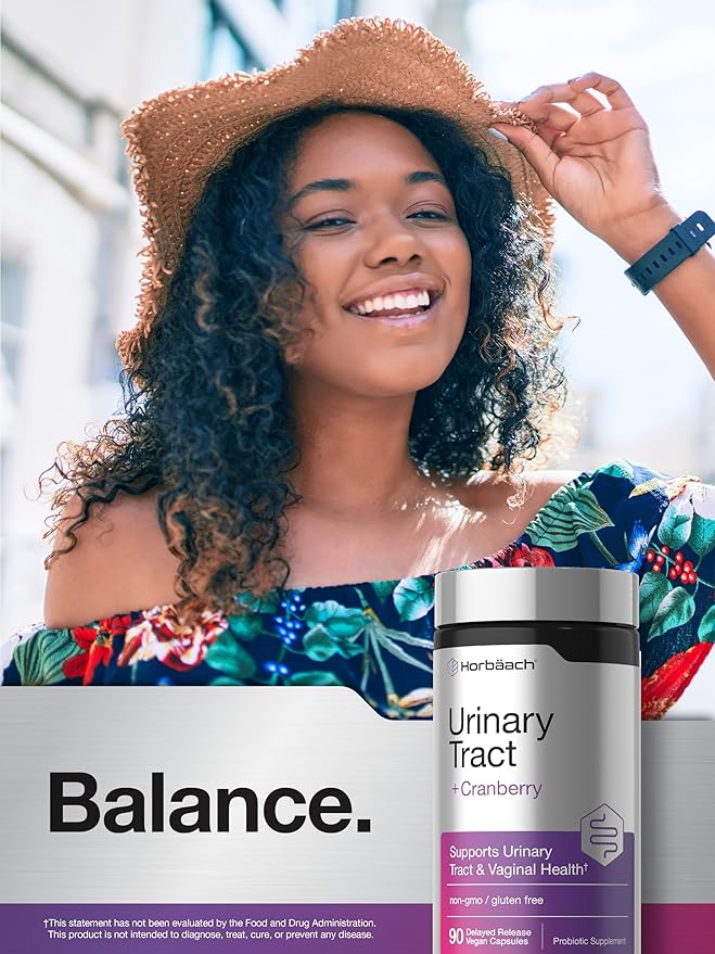 Horbaach Urinary Tract Health for Women | 90 Vegan Capsules | Probiotics and Cranberry for Vaginal Health | Vegan, Non-GMO, Gluten Free Supplement