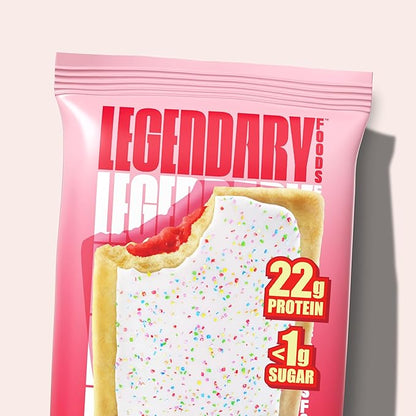 Legendary Foods 22g Protein Pastry 0g Added Sugar, Low Carb, Gluten Conscious, Keto Snack, Ideal for Glucose Management, Includes Whey Protein Isolate, 8 Pack Frosted Strawberry