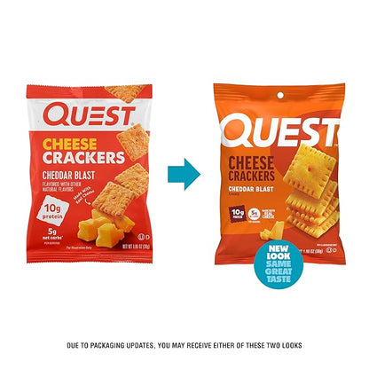 Quest Nutrition Cheese Crackers,Cheddar Blast,10g Protein,5g Net Carbs,1g Sugar,Made with Real Cheese,High Protein Snack, (1.06 oz Bags),(Pack of 24)