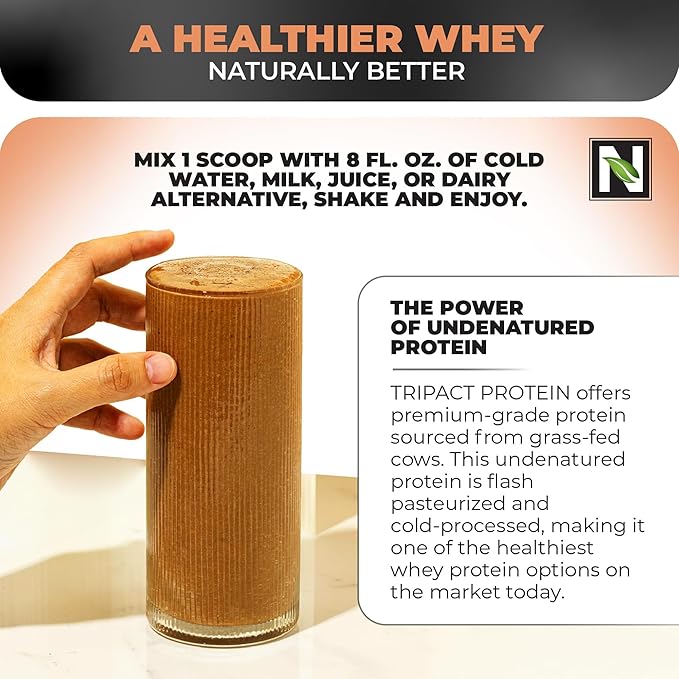 Nutrology TRIPACT Protein Powder - 7-in-1 Meal Replacement Shake with Grass Fed Whey Protein Powder, Pea, Rice, & Greens - Boost Muscle Recovery & Immunity, Creamy Chocolate Flavor, 40 Servings