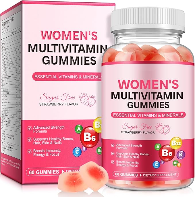 Sugar-Free Women's Multivitamin Gummies – with Inositol, Iron, Biotin, Vitamin D3 & K2 – Supports Energy, Immunity, Hair, Skin & Nails – Vegan, Non-GMO, Gluten-Free – 60 Count 30 Day Supply
