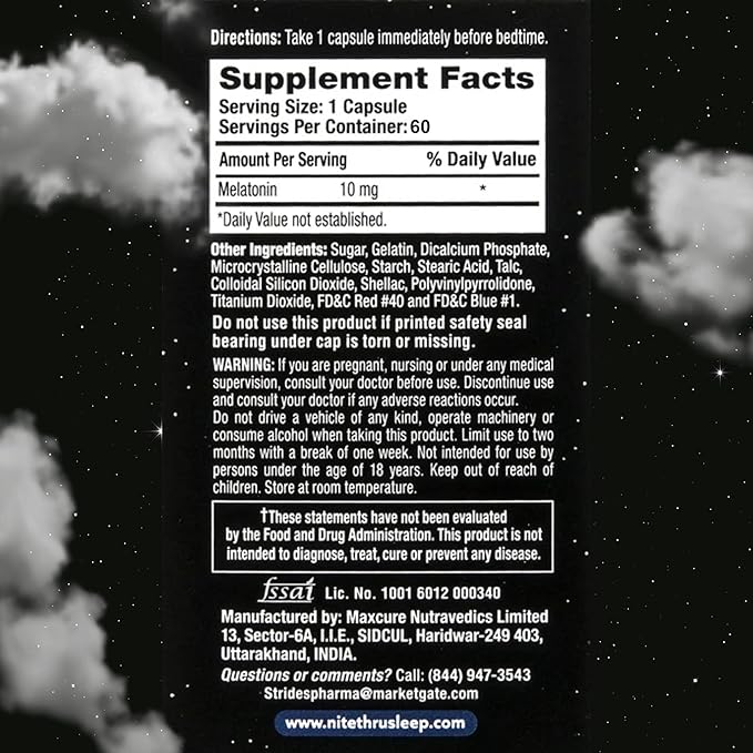 Advanced Sleep Aid Melatonin Dietary Supplement,10mg Capsules,(Pack of 120)