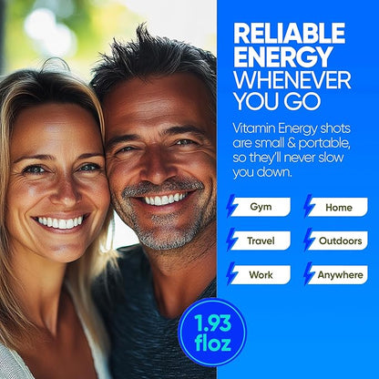 Vitamin Energy Immune+ Extra Strength Energy Shot Blue Raspberry 24 Pack, 260mg Natural Caffeine, B-Vitamins, Citicoline, Green Tea, Immunity & Focus Support, Zero Sugar, Gluten-Free 1.93 fl oz