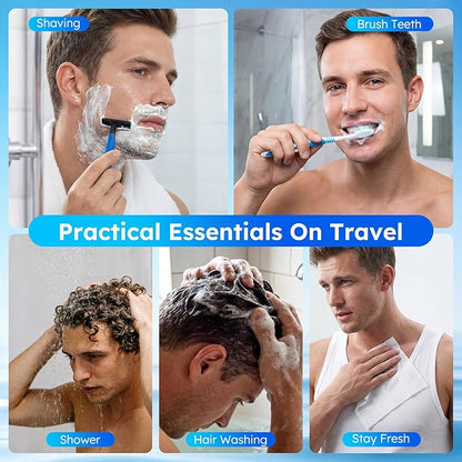 Travel Hygiene Kit Personal Toiletries Bulk, Disposable Homeless Care Package Supplies, Men Toiletry Set Cleaning Essentials Individually Wrapped for Camping, Travel, Relief, Charity (11-in-1, 20)