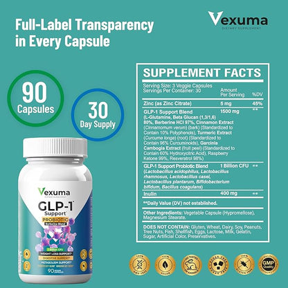 GLP-1 Support Probiotic Supplement for Weight Loss - Daily GLP1 Support for Women Men to Support Metabolism Healthy Gut & Boost Fat Burn - Natural Oral GLP-1 Support with Berberine HCl