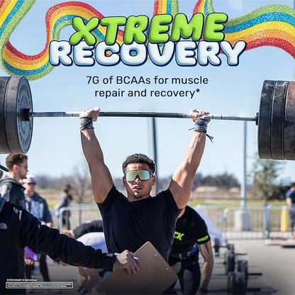 Xtend Original BCAA Powder, 7g BCAAs and 2.5g L-Glutamine for Muscle Recovery, Hydration, and Lean Muscle, Sugar Free Intra and Post Workout Drink, Airheads Xtreme Rainbow Berry, 30 Servings