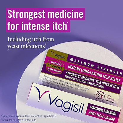Vagisil Maximum Strength Feminine Anti-Itch Cream with Benzocaine for Women & Feminine Wash for Intimate Area Hygiene, Odor Block, Gynecologist Tested, Hypoallergenic, 12 oz, (Pack of 1)