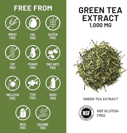 NatureWise Green Tea Extract Capsules 1000 mg - 50% EGCG & 98% Polyphenols - Extra Strength Green Tea Pills - Antioxidants for Heart Health & Energy - Vegan, Non-GMO - 120 Count[60-Day Supply]