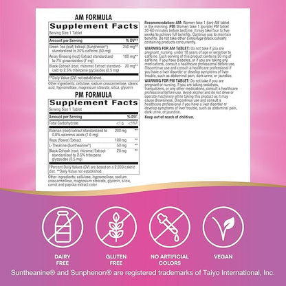 Enzymatic Therapy AM/PM Menopause Hormone-Free Formula Daytime Energy & Restful Sleep,60 Count (Pack of 2)
