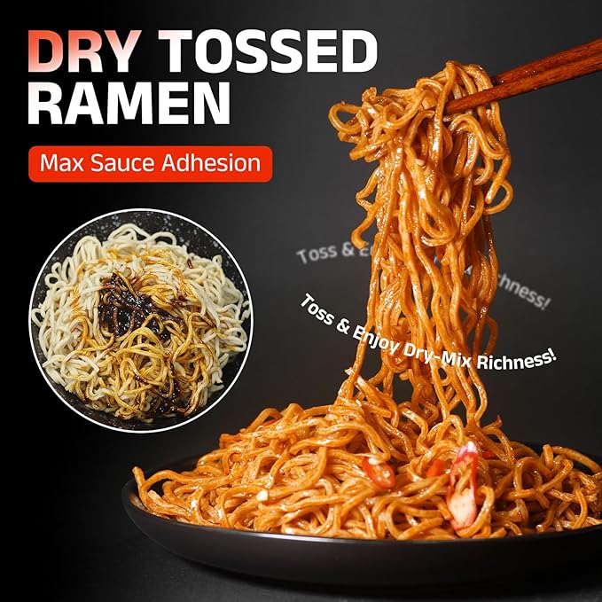 Healspot High Protein Spicy Buldak Noodles, Dry Tossed Ramen, 31g Plant-Based Protein, Low Fat, Low Carb, Non GMO, Keto Friendly & Plant Based (6 packs)