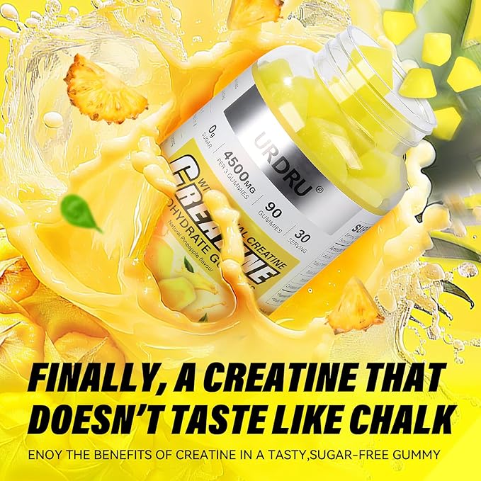 180 Count Creatine Gummies for Men & Women - 0g Sugar Third-Party Testing Creatine Monohydrate Gummies 4.5g, Energy Boost, Pre-Workout Supplement, Vegan, Non-GMO-2 Pack Pineapple
