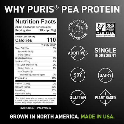 PURIS Pantry Textured Pea Protein, Unflavored Meatless Vegetable Crumbles, Soy Free, Gluten Free, 21g of Protein per Serving, Plant-Based Vegan Meat Substitute, Equivalent to 60 Pounds Ground Beef | 20 lbs Bag in Box