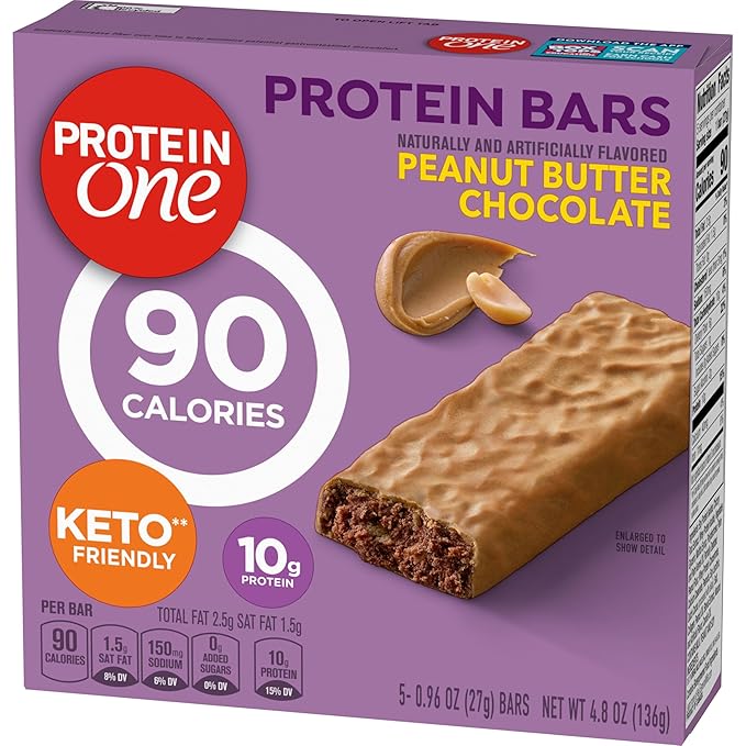 Protein One 90 Calorie Protein Bars, Peanut Butter Chocolate, Keto Friendly, 5 Ct, 4.8 oz