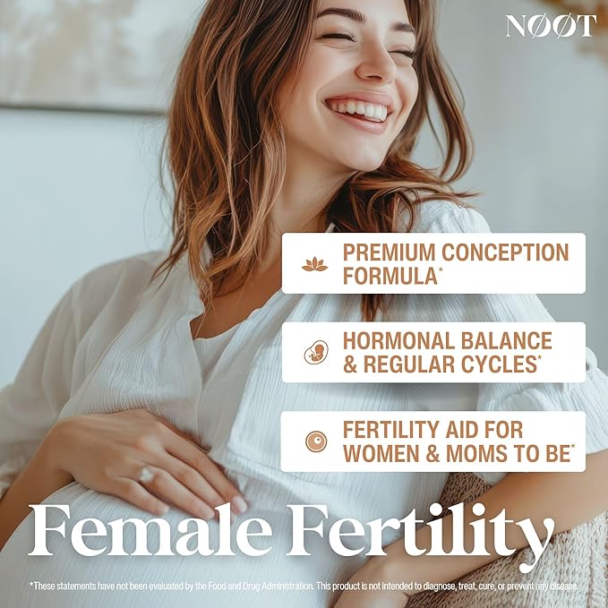 NOOT Female Fertility – Conception for Her with Myo-Inositol, D-Chiro Inositol, Shatavari, Vitex & CoQ10, Natural Hormone Balance for Women and Future Moms, Vegan, 60 Capsules