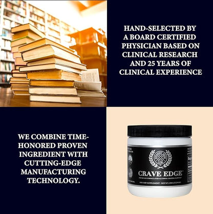 Crave Edge Alcohol Craving Support, Physician-Formulated Anti Alcohol Replacement Drink, Stop Drinking, Liver Detox, Fast Acting, No Big Pills or Bad Taste (150G Powder, 30 Servings)