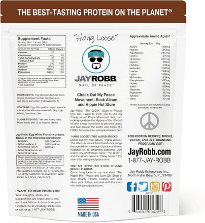 JAYROBB Chocolate Egg White Protein 24 oz, 1.5 Pound Bag