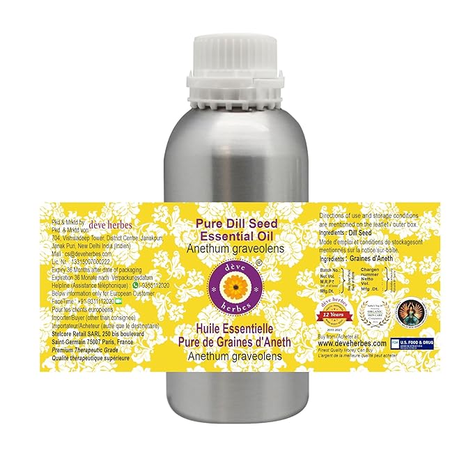 Deve Herbes Pure Dill Seed Essential Oil (Anethum graveolens) Steam Distilled 300ml (10 oz)