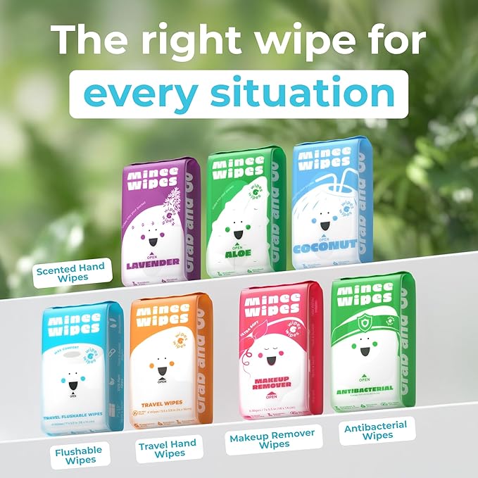 Impossibly Compact Travel Flushable Wipes - 99.5% Water and Aloe - Safe for Sensitive Skin, Hypoallergenic & Unscented - Travel Essentials for Adults, Kids & Baby Care - 8 Pack Total 48 Wipes