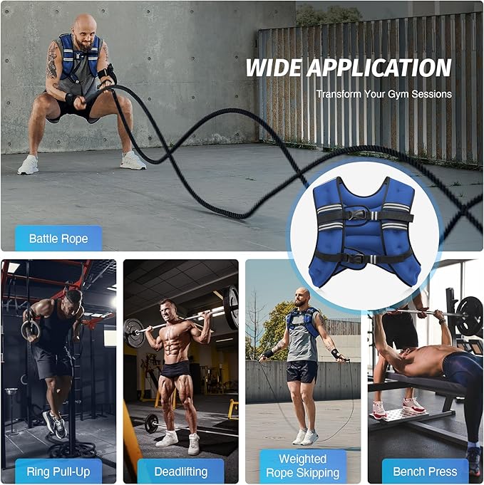 ZELUS Weighted Vest, 6lb/8lb/12lb/16lb/20lb/25lb/30lb Weight Vest with Reflective Stripe for Workout, Strength Training, Running, Fitness, Muscle Building, Weight Loss, Weightlifting