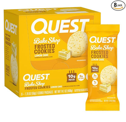 Quest Nutrition Frosted Protein Cookies Twin Pack, Lemon Cake, 1g Sugar, 10g Protein, 2g Net Carbs, Gluten Free, 16 Cookies