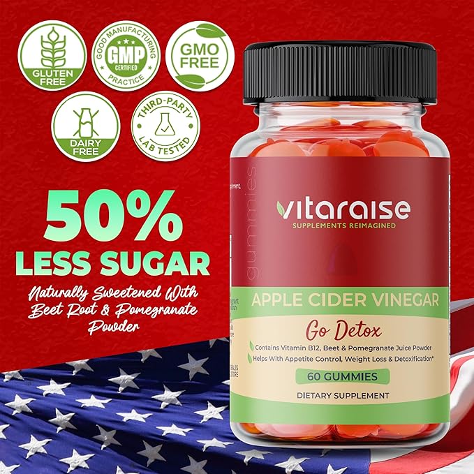 Apple Cider Vinegar Gummies - ACV with Mother Gummies for Weight Loss - Detox & Digestion Support - 1000mg - Keto ACV Gummies B9 & B12 - Metabolism Booster - Vegan, Non-GMO, Gluten-Free - 60 Chews