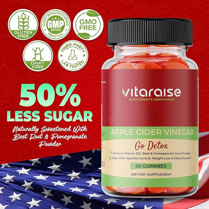 Apple Cider Vinegar Gummies - ACV with Mother Gummies for Weight Loss - Detox & Digestion Support - 1000mg - Keto ACV Gummies B9 & B12 - Metabolism Booster - Vegan, Non-GMO, Gluten-Free - 60 Chews
