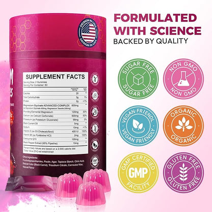 Magnesium Glycinate Gummies 600mg – High Absorption Pure Magnesium Glycinate Complex for Women & Men Support Sleep, Stress & Muscle, Sugar Free, Vegan & Non-GMO – Cherry, 120 Count