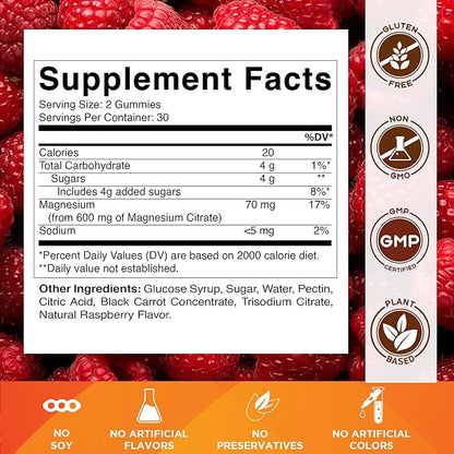 Vitamatic Magnesium Gummies 600mg per Serving – 60 Vegan Gummies – Relaxation, Muscle, Bone & Energy Support – 6 Pack