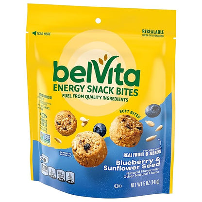 belVita Energy Snack Bites, Blueberry and Sunflower Seed, 5 oz (Pack of 2)