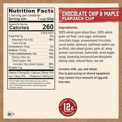 Kodiak Cakes Pancake On The Go, Chocolate Chip & Maple, 2.29 Oz (Pack Of 12)