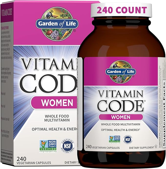 Garden of Life Multivitamin for Women, Vitamin Code Women's Multi - Whole Food Womens Multi Vitamins, Iron, Folate not Folic Acid, Vitamin A and Probiotics for Womens Energy, 240 Vegetarian Capsules
