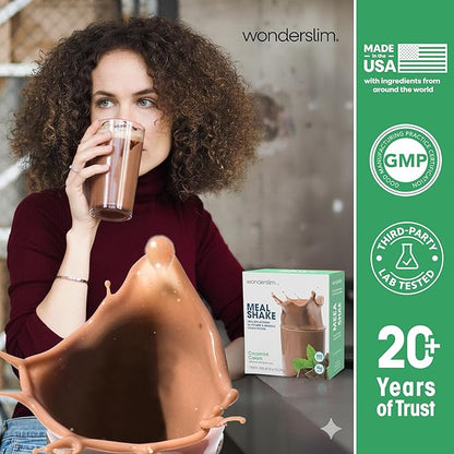 WonderSlim Meal Replacement Shake, CocoMint Cream, 15g Protein, 24 Vitamins & Minerals, Gluten Free (7ct)