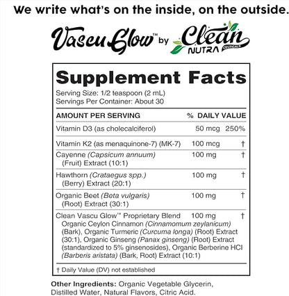 Clean Nutra Cayenne Pepper Drops Supplement Liquid + Hawthorn Berry, Vitamin D3 K2 Beet Root Powder, Ceylon Cinnamon, Turmeric Curcumin, Organic Panax Ginseng, Berberine Extract 1 Pack