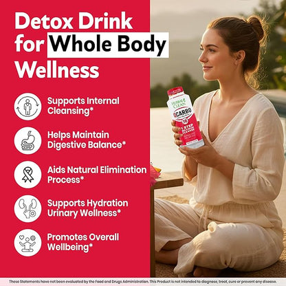 Herbal Clean Qcarbo16 Same-Day Detox Cleanse Drink (16 fl oz) - Tropical Flavor Full Body Cleanse* Detox Drink for Moderate Toxin Level*, Vitamin B2 and Vitamin B12 for Men & Women