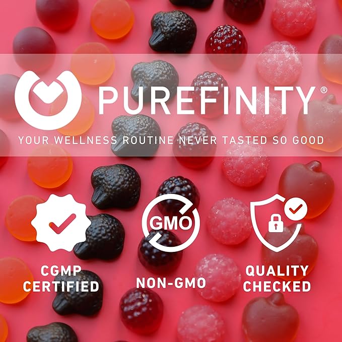 PUREFINITY Vitamin D3 5000 iu Gummies – Your Daily Vitamin D Supplement for Bone Health, Immune Health, and Joint Muscle Support for Adults & Kids – Gluten Free, Non-GMO – 60 Veggie Gummies