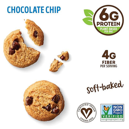 Lenny & Larry's The Complete Crunchy Cookie, Chocolate Chip, 6g Plant Protein, Vegan, Non-GMO, 4.25 Ounce Pouch (Pack of 6)