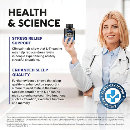 L Theanine 400 mg | L-Theanine Stress Relief | Extra Strength Supplement | Made in USA | Relaxation, Sleep & Calm Support | For Men & Women | Plant Based, Non-GMO & Gluten-Free | 240 Vegan Capsules