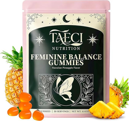 Premium Feminine Balance Gummies for Women – Hawaiian Pineapple Flavor – Supports pH & Daily Wellness – Probiotic Supplement – Vegan, Gluten-Free – 60 Gummies (30 Servings)