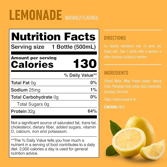 Isopure Zero Carb 32g Clear Protein Ready-to-Drink, Whey Protein Isolate, Lemonade, 12 Pack (Packaging May Vary)