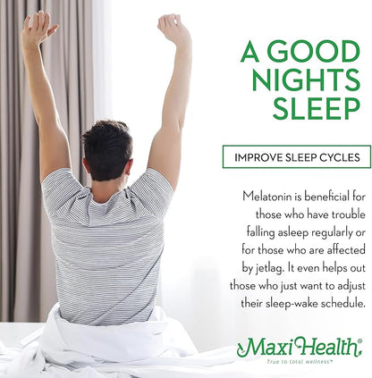 Maxi Health Melatonin 1mg Chewable - Sleep aid Melatonin to Encourage Natural Sleep – Non-Habit Forming Supplement with Enzymax for Fast-Acting Support Kosher (100 Units)