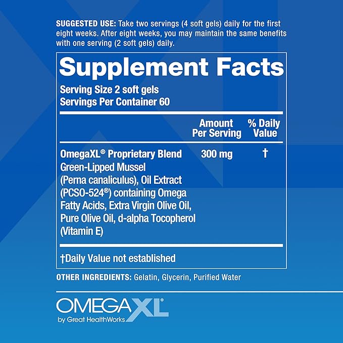 OmegaXL Joint Support Supplement - 60 Softgels & VitaminXL D3 High Potency Daily Vitamin D 5000 IU 125mcg Immune Support Supplement (30 Softgels) - 2 Pack