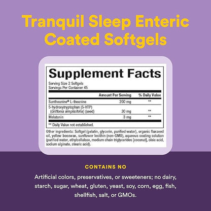 Stress-Relax Tranquil Sleep by Natural Factors, Sleep Aid with Suntheanine L-Theanine, 5-HTP, Melatonin, 90 Softgels