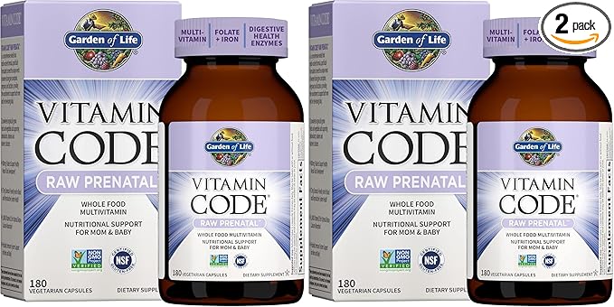 Garden of Life Vitamin Code®, RAW Prenatal™, 180 Vegetarian Capsules, (Pack of 2)