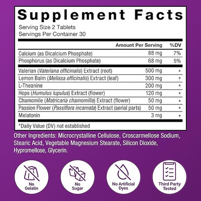 Force Factor Somnapure Drug-Free Sleep Aid for Adults for Occasional Sleeplessness with Melatonin & Valerian, Non-Habit-Forming Sleeping Pills, Fall Asleep Faster, Wake Up Refreshed, 60 Tablets