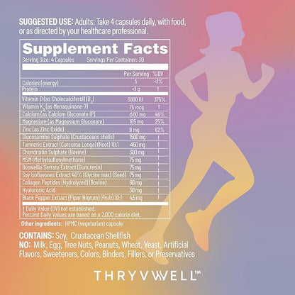 Jointly for WOMEN – All-in-one Joint Bone & Cartilage Supplement – Glucosamine Chondroitin MSM Turmeric Boswellia Collagen Vitamin D Calcium Hyaluronic Acid Magnesium & Isoflavones – 120 Capsules