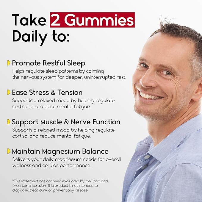Magnesium Glycinate Gummies 400mg - Sleep Gummies for Kids & Adults - Magnesium Glycinate Chewable High Absorption for Muscle Recovery, Better Sleep & Relaxation (Gojiberry)