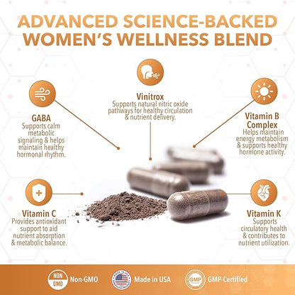 Real Science InsoBalance Miracle – Natural Supplement for Hormone Balance for Women – Supports Metabolic Wellness, Energy & Cycle Rhythm – VIT C, K & B + Nitric Oxide Support – Made in USA, 60 Caps
