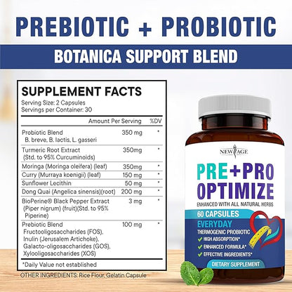 Pro Optimize Probiotics for Women, Menopause, 70 Billion CFU, Digestive Health - Relief for Bloating, Hot Flashes, Joint Support, Night Sweats - Gut Health & Metabolism - Dong Quai (120 (Pack of 2))