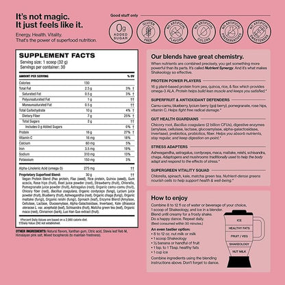 Shakeology 0g Added Sugar Plant Based Protein Powder Blend, Gluten-Free Shake with Vitamins and Minerals – Helps Support Healthy Weight Loss, Lean Muscle – Tropical Strawberry, 30 Servings