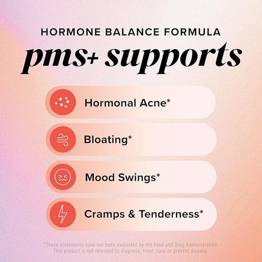 PMS Support Supplement for Women with PMS Relief | Hormonal Acne, Hormone Balance & Period Relief | Chasteberry Supplements | Microbeadlets with Dong Quai, Cranberry & Vitamin B6 | Non-GMO 30ct